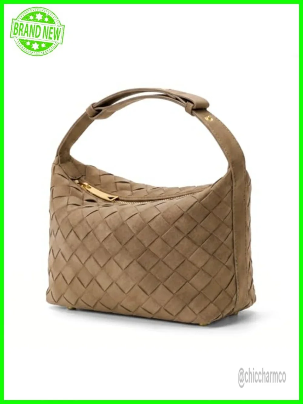 Hand-Woven Faux Suede Hobo Bag with Adjustable Strap